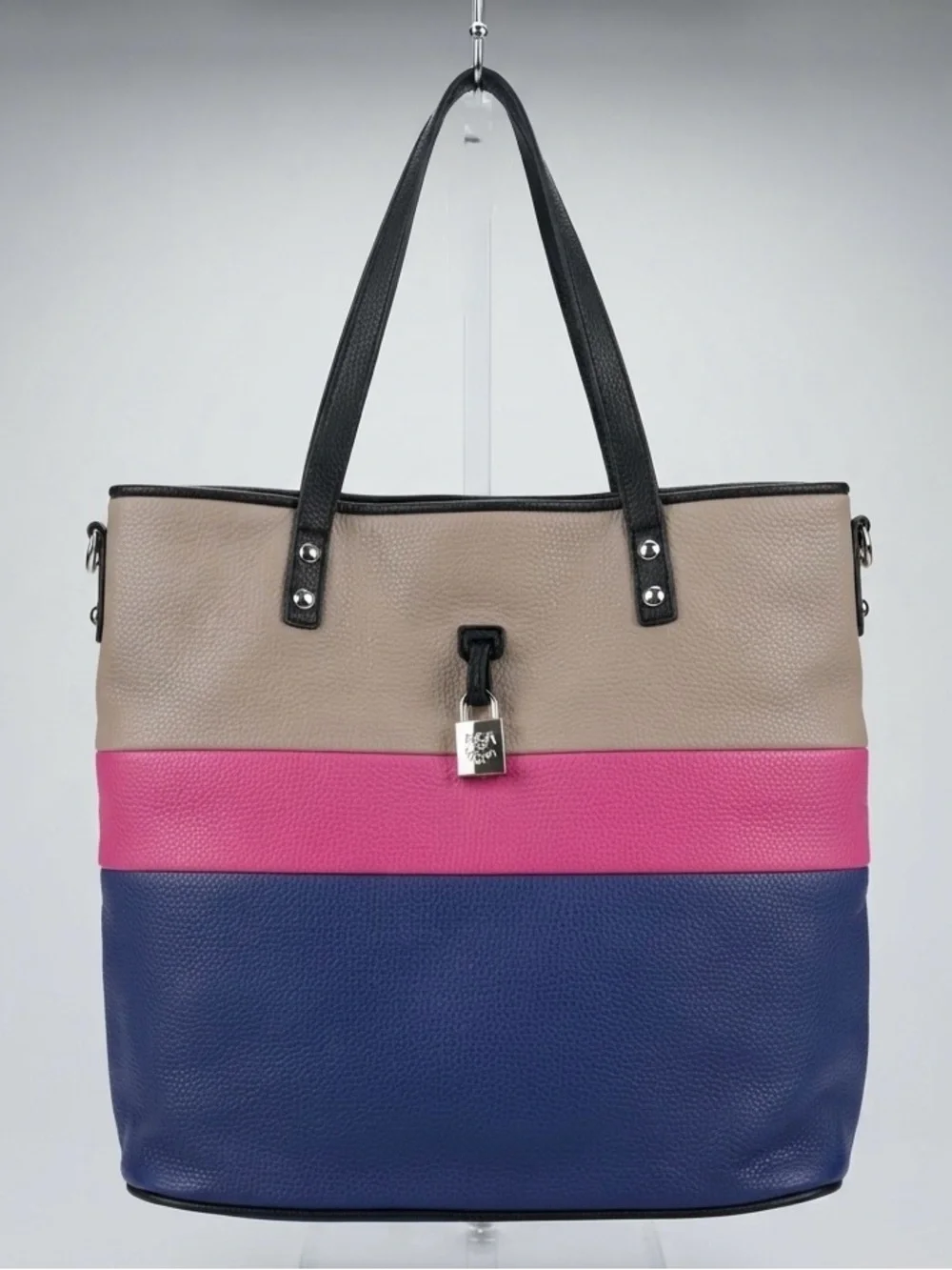 Jessica Simpson Colorblock Tote Bag Pebbled Faux Leather XL Handbag JS4321